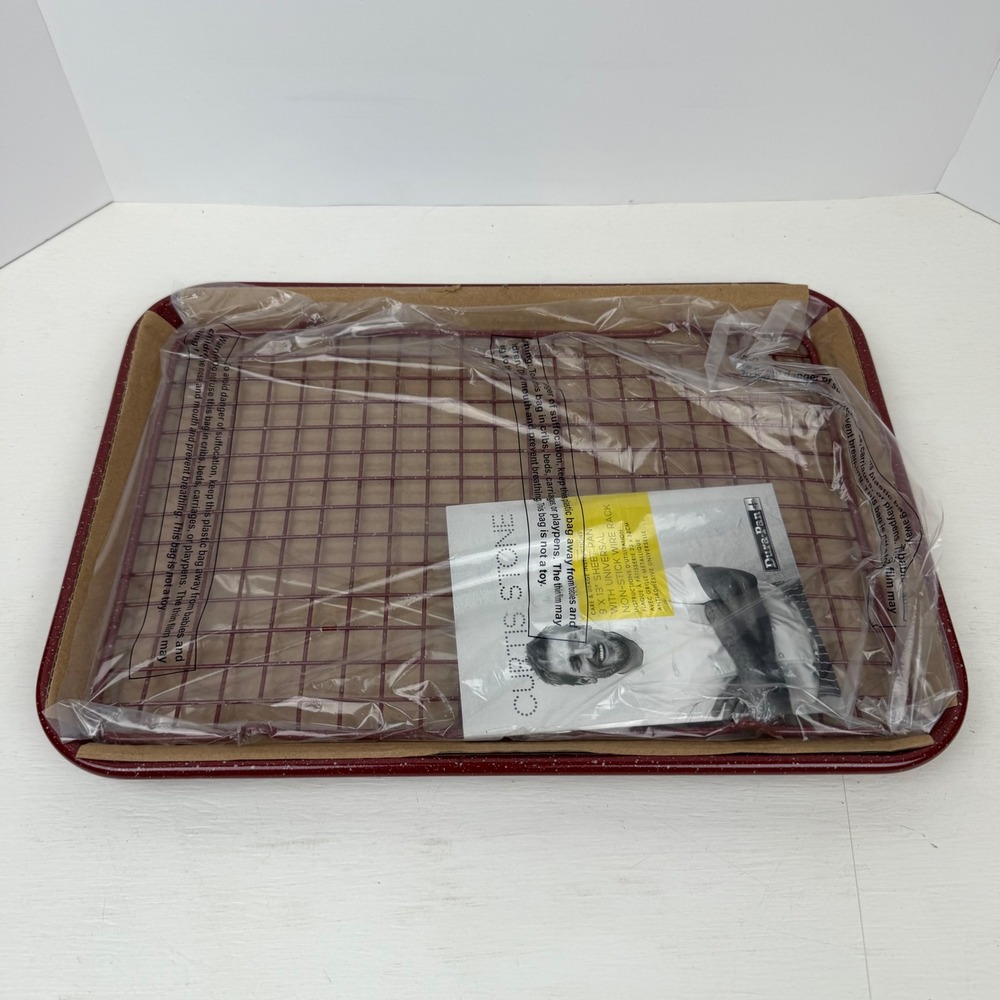Curtis Stone Dura-Pan 9x13 Sheet Pan with Universal Non-Stick Wire Rack Red New